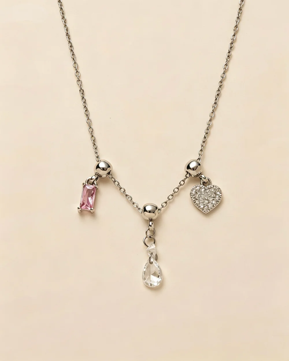 The Luck Horizon Trio Minimalist Copper and Zircon Necklace